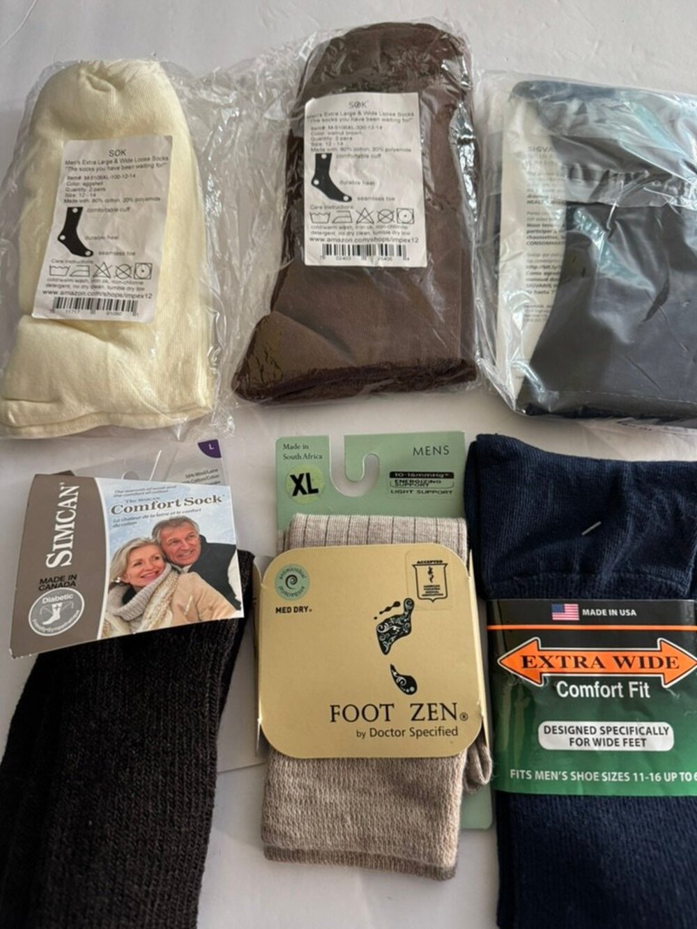 NWT 8 Pairs Mens Socks including Comfort, Support, Diabetic, Extra Wide Sz XL